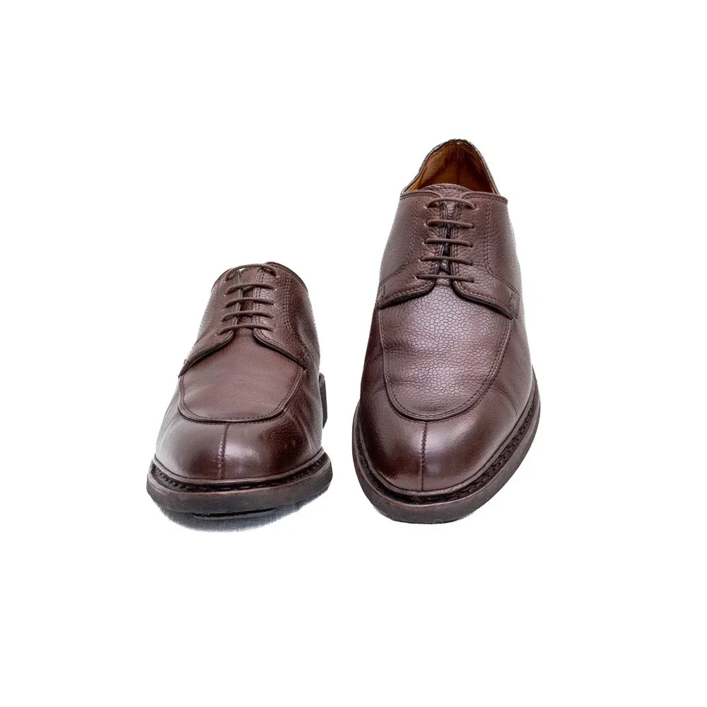 Paraboot Rousseau  Split Toe Lace Up Brown Grain Leather Derby Shoes Size US 8.5